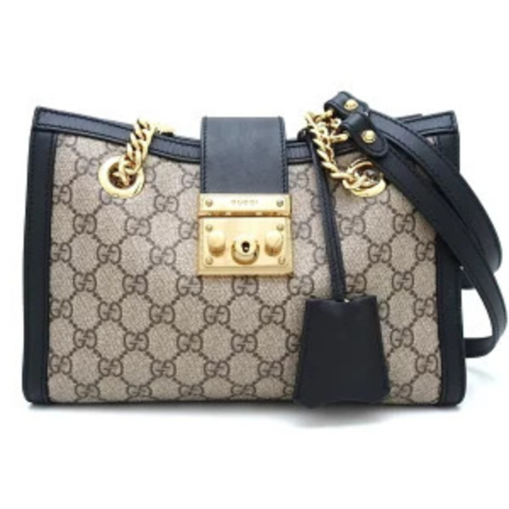 Gucci Supreme Shoulder Ebony Collection Cruise Beige Leather Bag Canvas GG - Picture 9 of 9